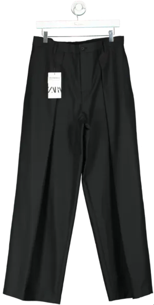 Zara Black Wide Leg Trousers UK 10